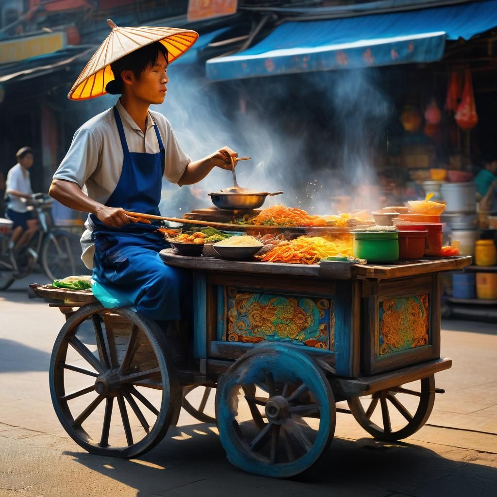 Vietnamese Street Food Vendor Concept Art