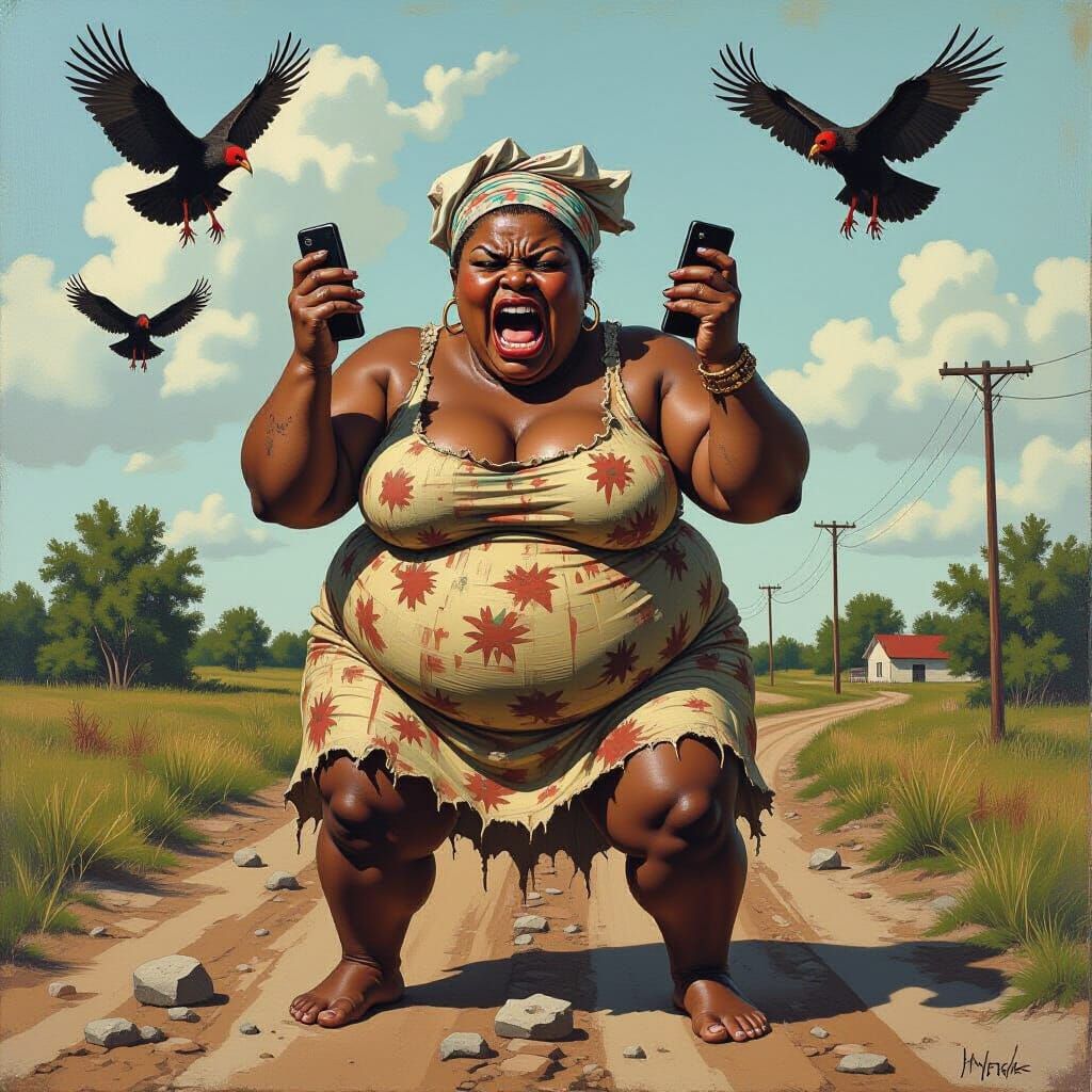 Furious Dwarf Yelling on Phones, Gritty Realism Style