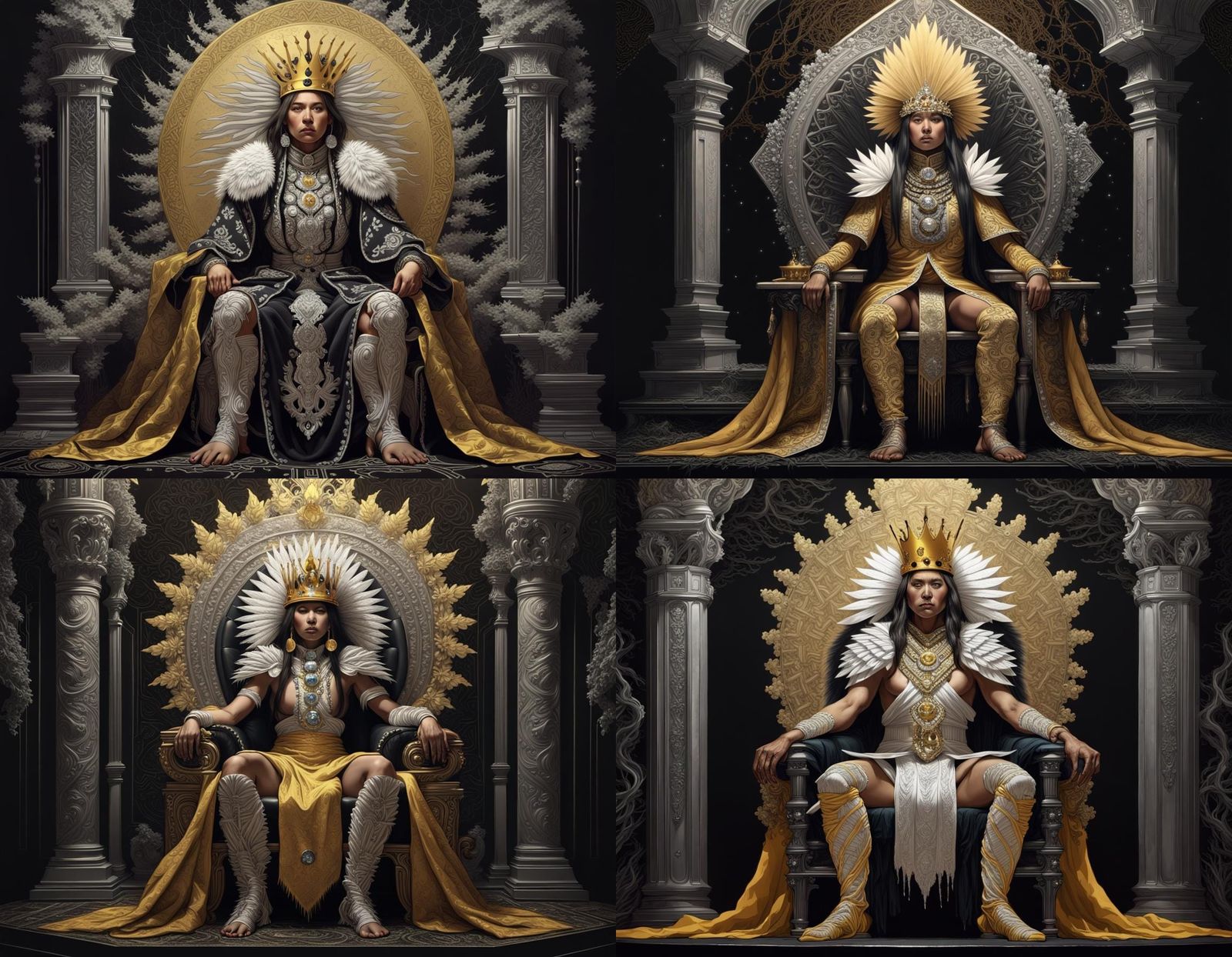 Cherokee on Throne in Diamond Gothic Illustration