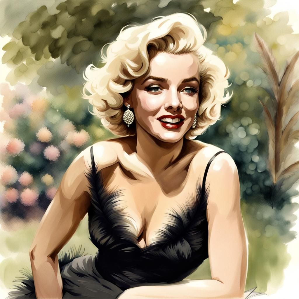 Marilyn Monroe Sketch in French Garden