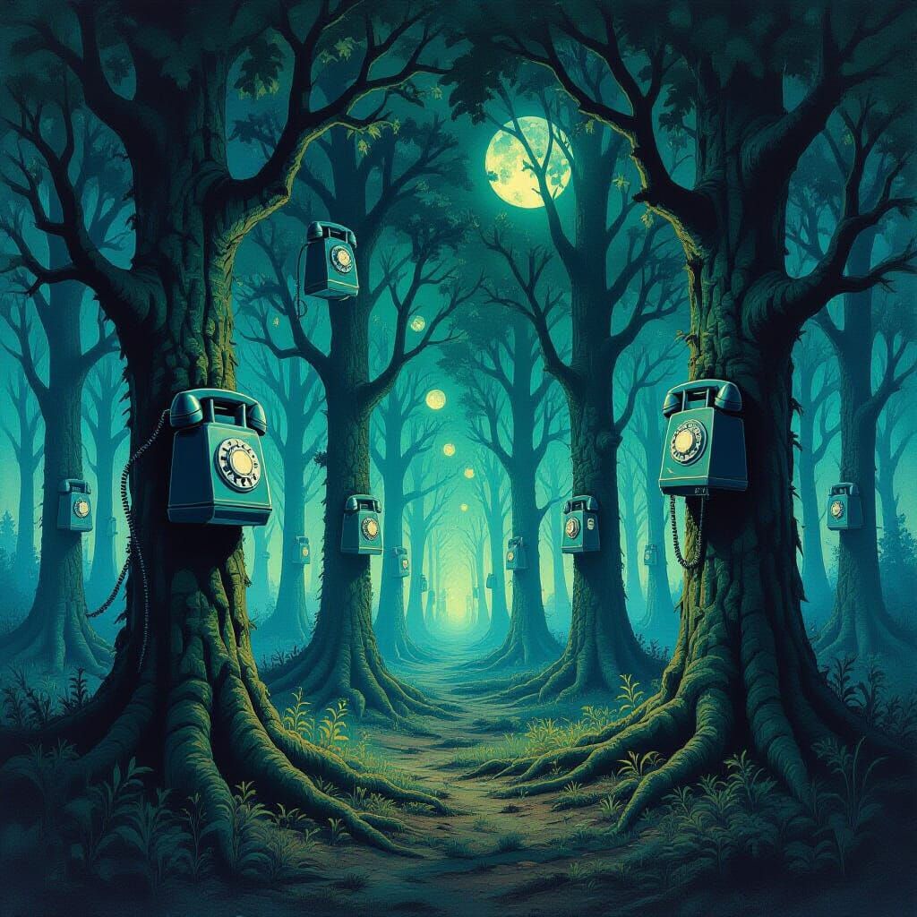 Creepy Planet With Old Phones Growing on Trees