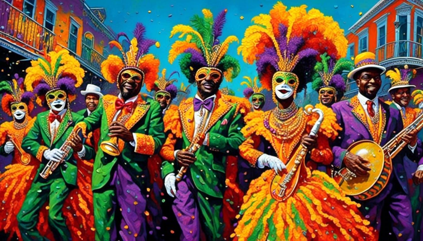 Zydeco Mardi Gras Street Parade in New Orleans