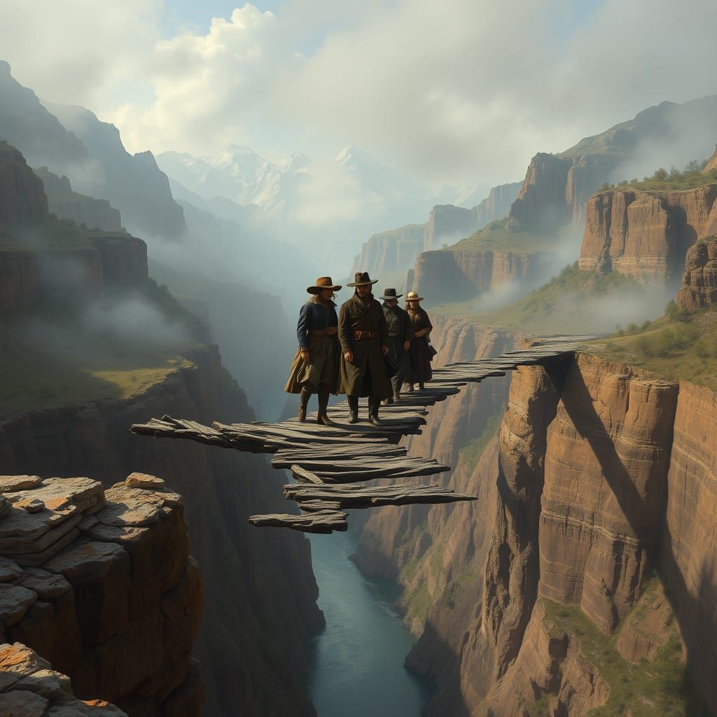 19th-Century Team on Fossilized Bridge