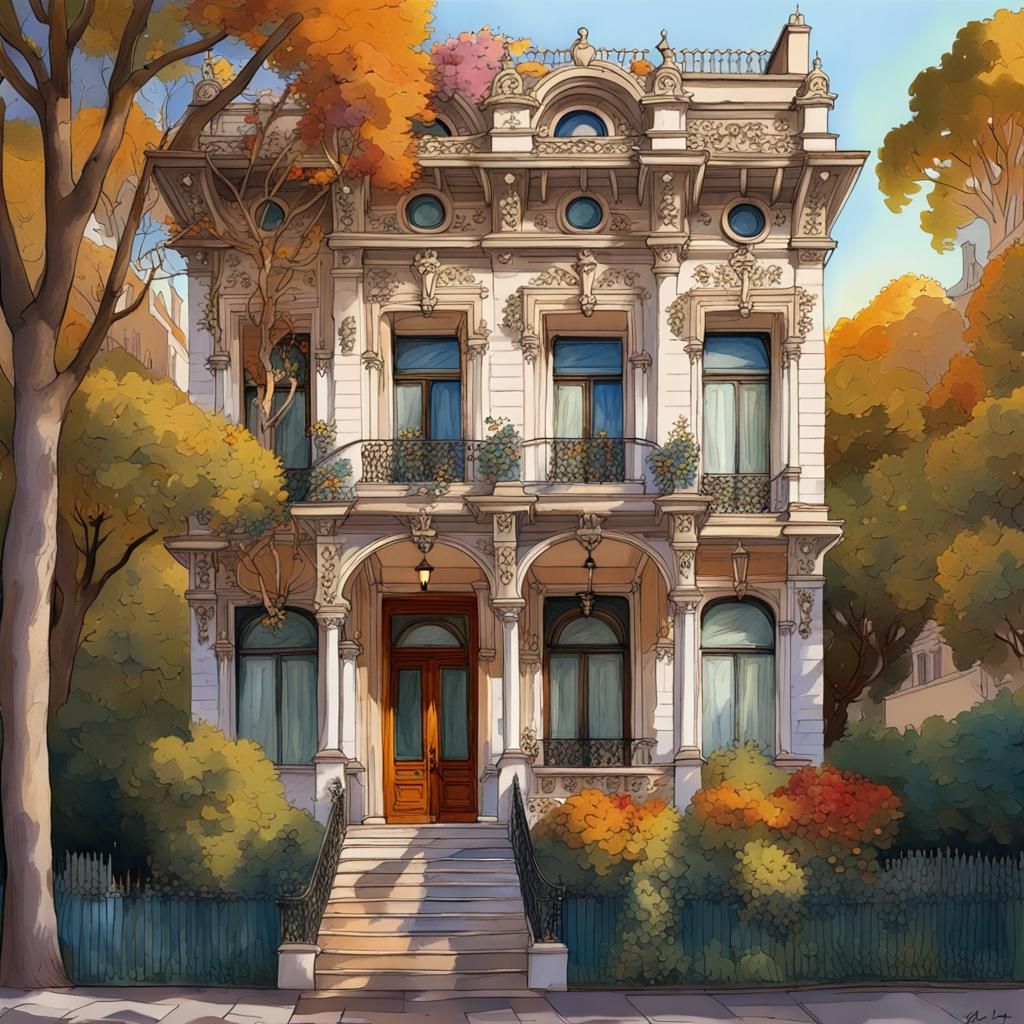 Second Empire Mansion in Buenos Aires: Klimt-Inspired Gouach...