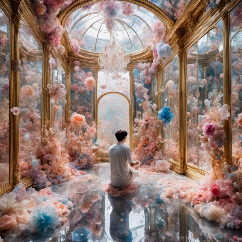 Dreamscape: Man Trapped in Room of Mirrors