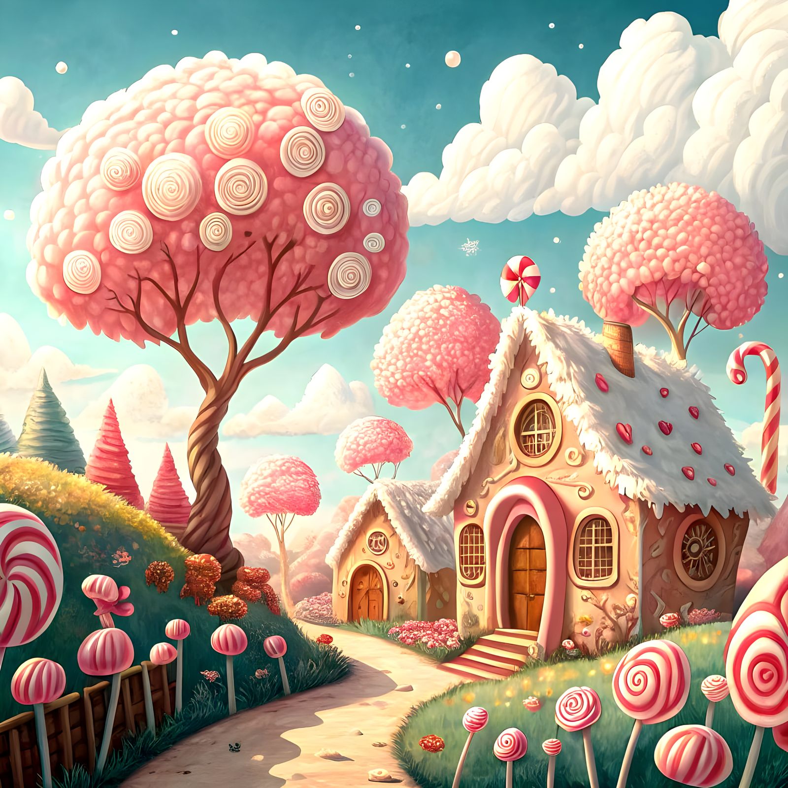 Candy World Landscape in Whimsical Style