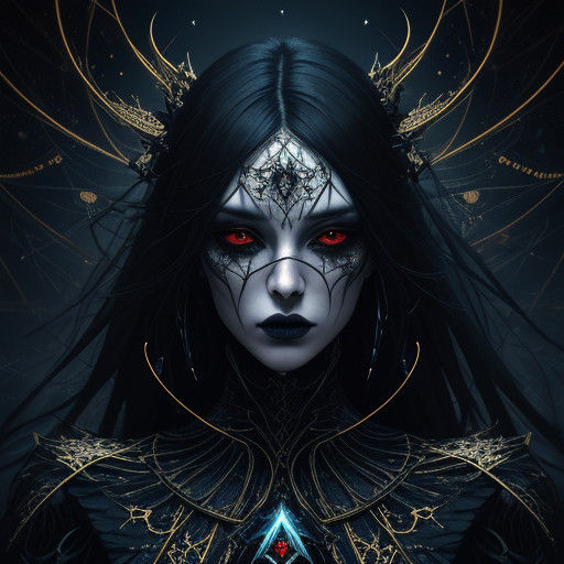 Gothic Vampire Portrait with Bioluminescent Aura in High-Fas...