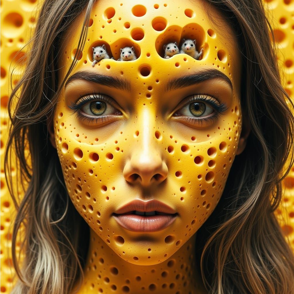 Cheese Portrait: A Beautiful Woman Made of Cheese