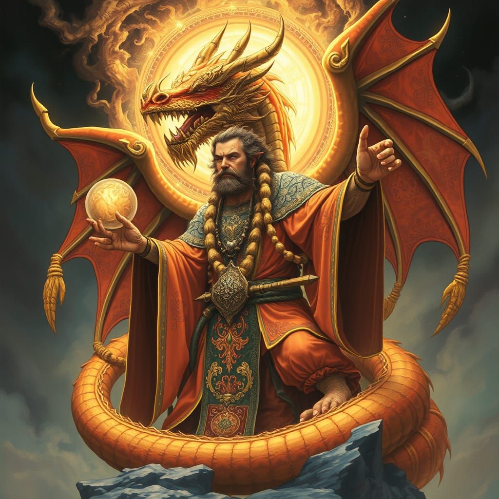 Majestic Dragon God in Ornate Robes