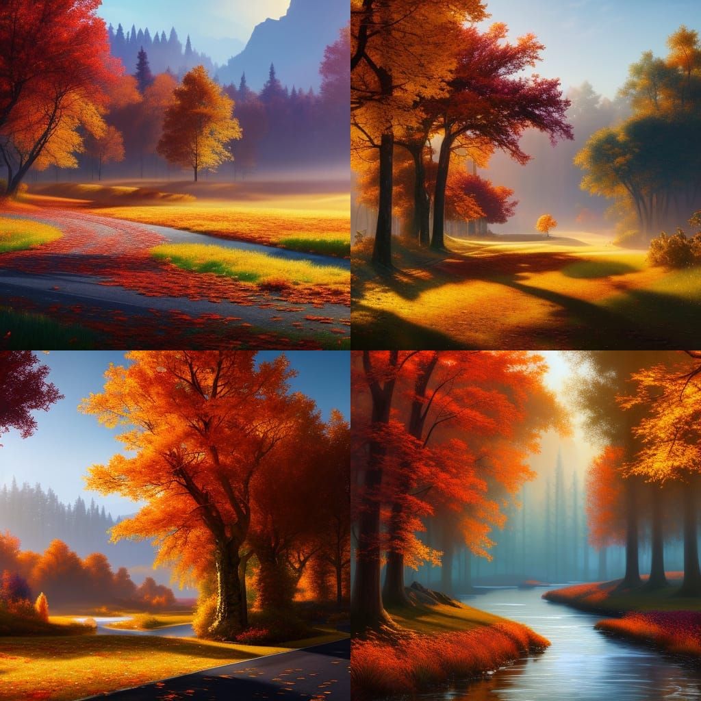 Vivid Autumn Landscape, Unreal Engine 5 Concept Art