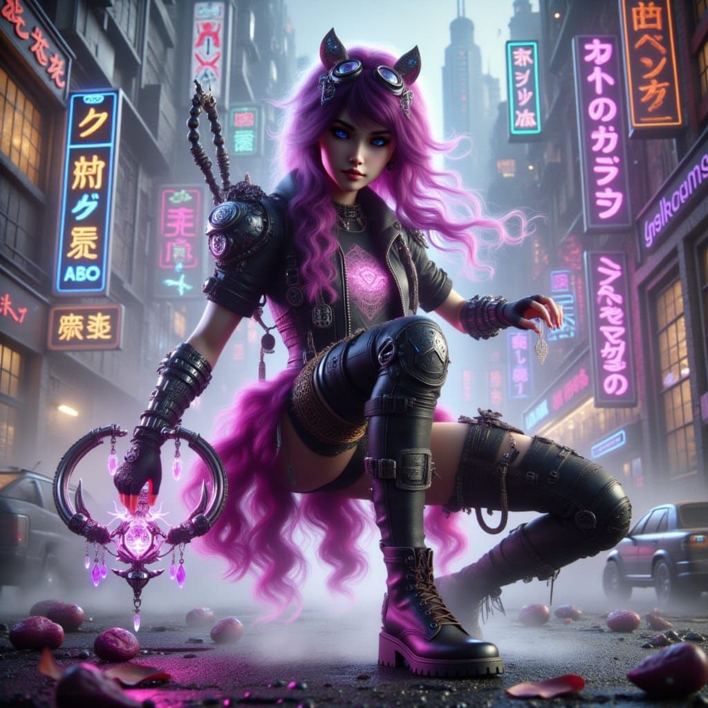 Cyberpunk Fantasy Fusion in a Unique Style