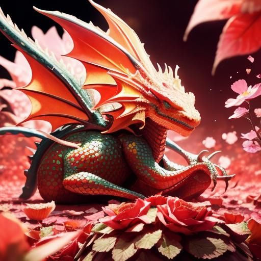 Miniature Strawberry Dragon on Strawberry, Digital Art