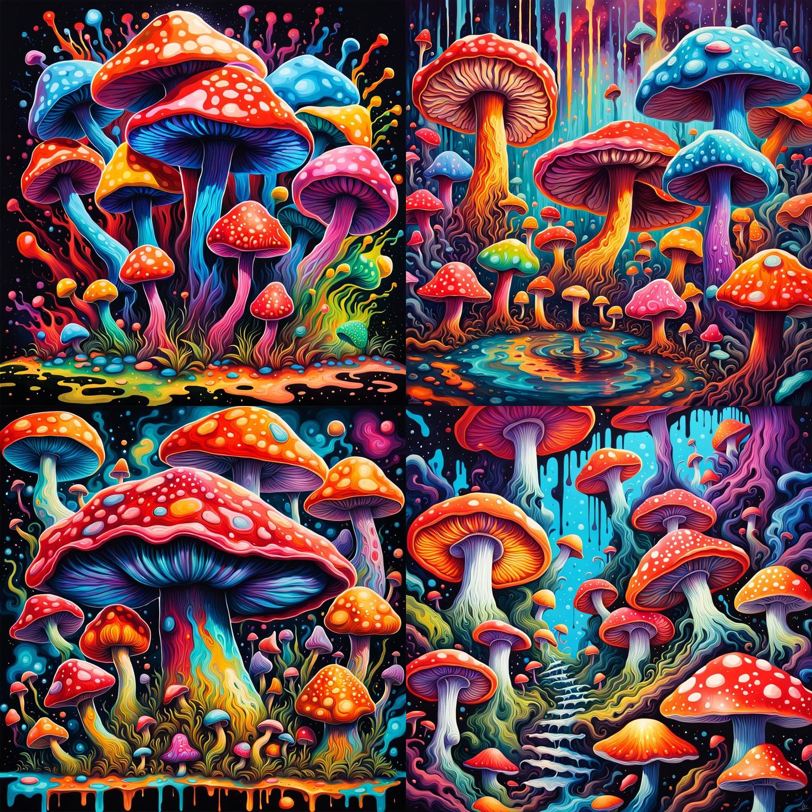 Psychedelic Mushroom Graffiti Art in Splash Style