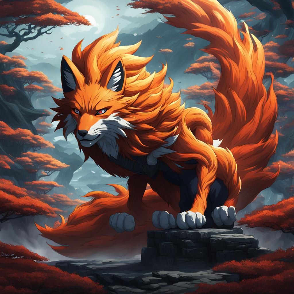 Detailed Nine-Tailed Fox Concept Art