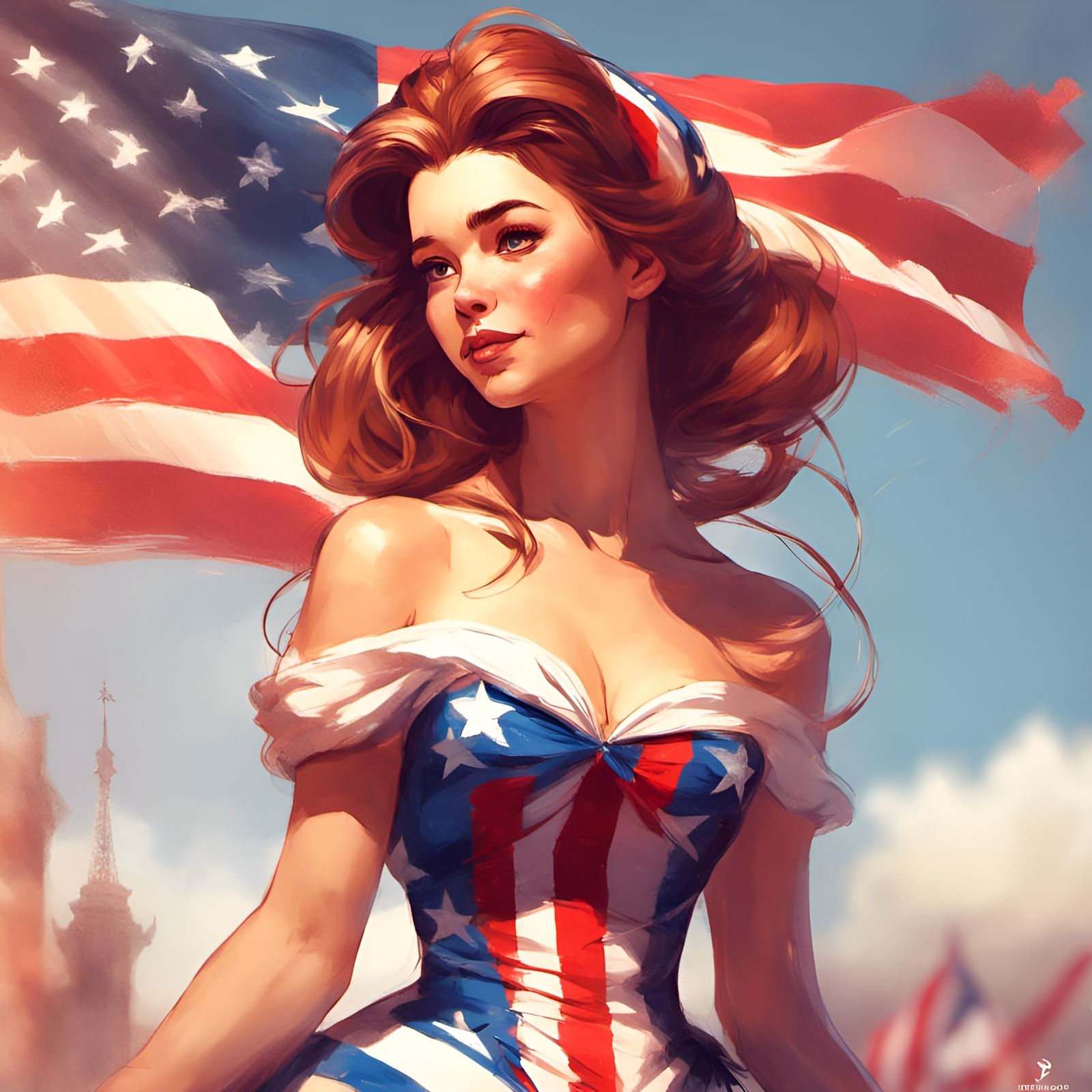 Princess Belle in American Flag Outfit