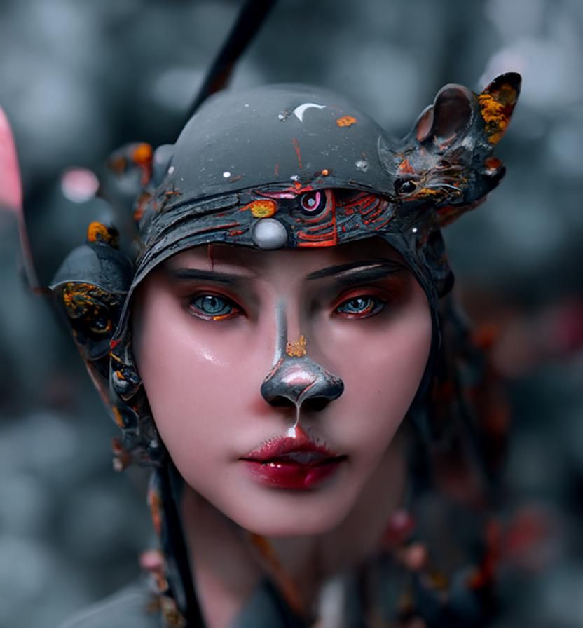 Forest Huntress: A Digital Matte Painting in Ukiyo-e Style