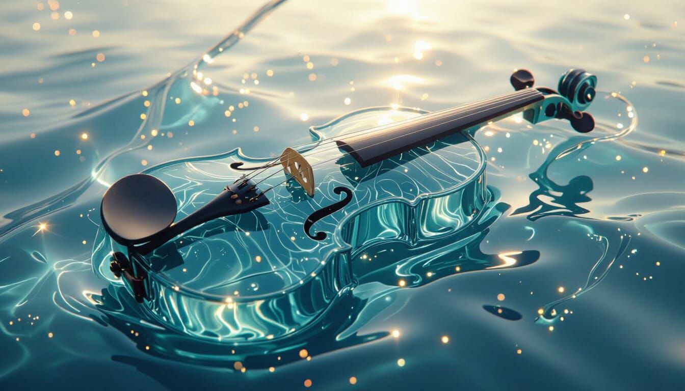 Violin Made of Water with Golden Syrup Notes