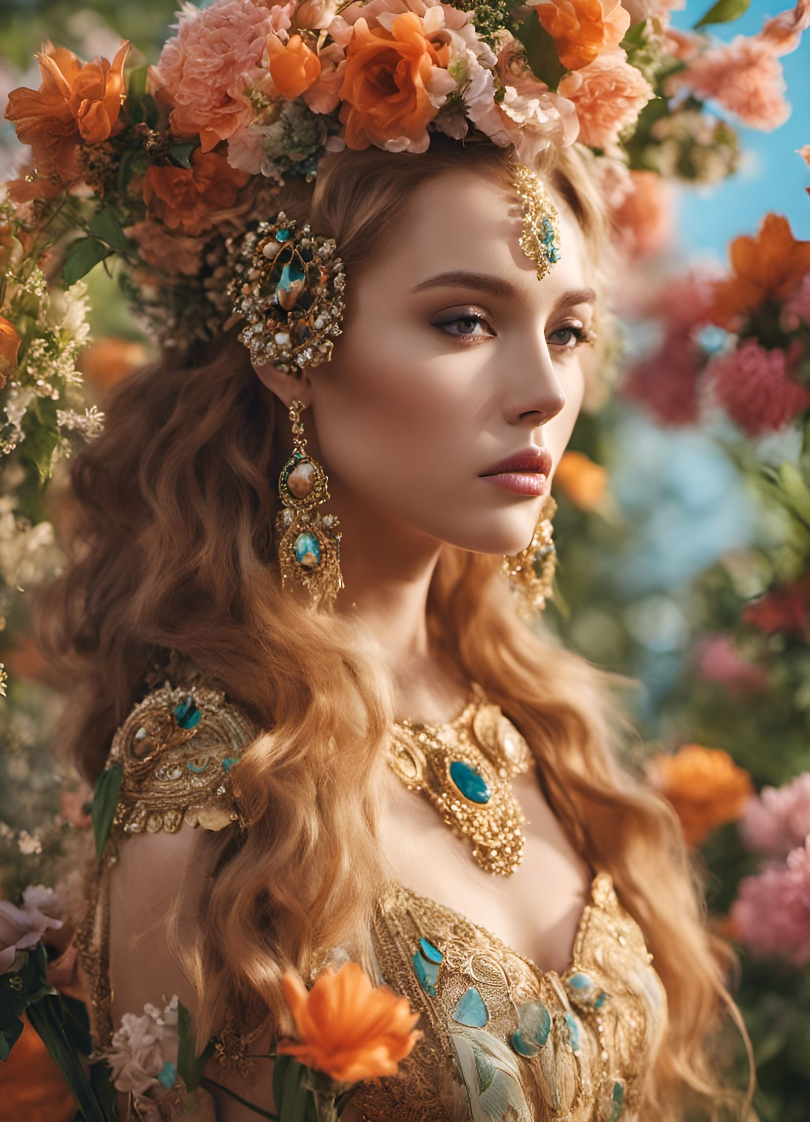 Mediterranean Springtime Goddess: Hyperdetailed Digital Port...