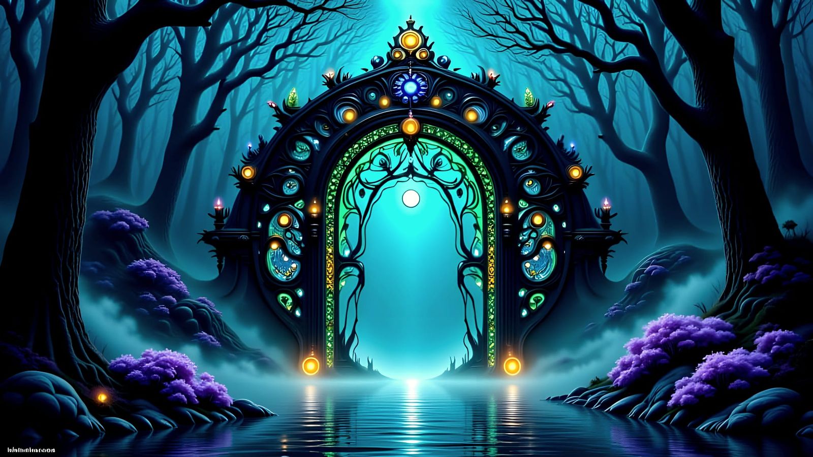 Mystical Gateway to Alien Forest in Ethereal Light