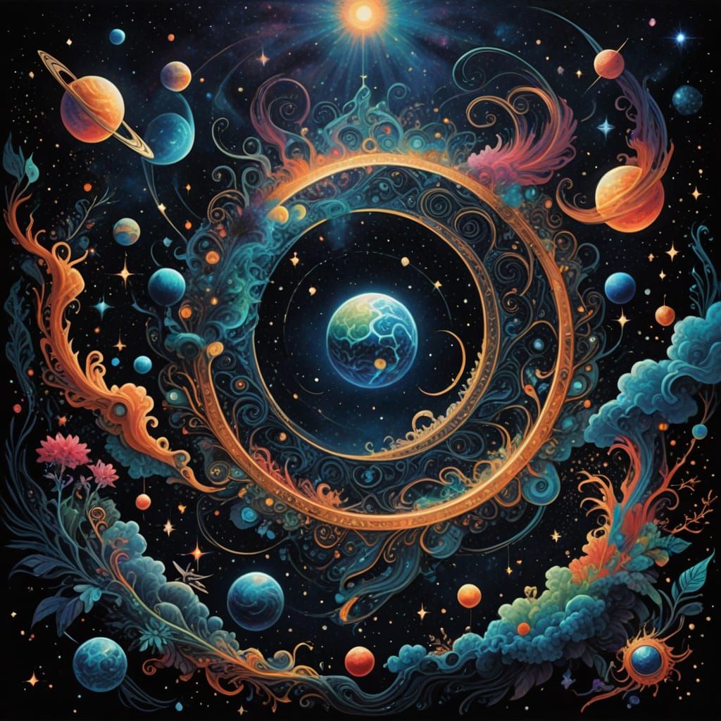 Cosmic Dreamscape in Vibrant Astral Colors