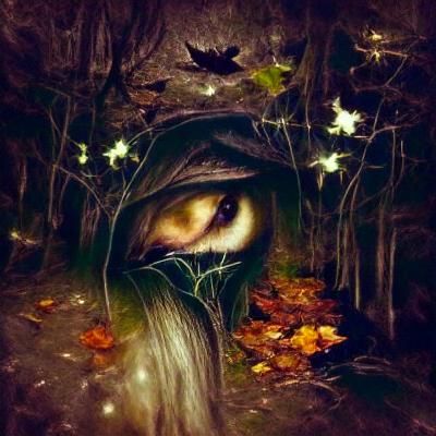 Enchanted Dark Forest at Night