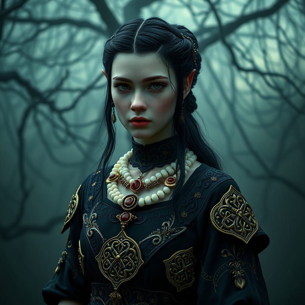 Ethereal Fantasy Goddess in Celtic-Inspired Armor