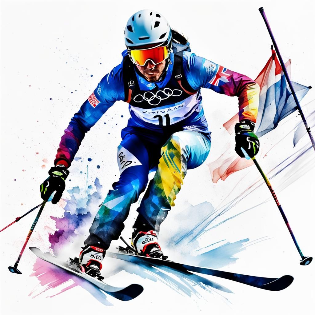 Silhouette Dream Of An Olympic Downhill Skier