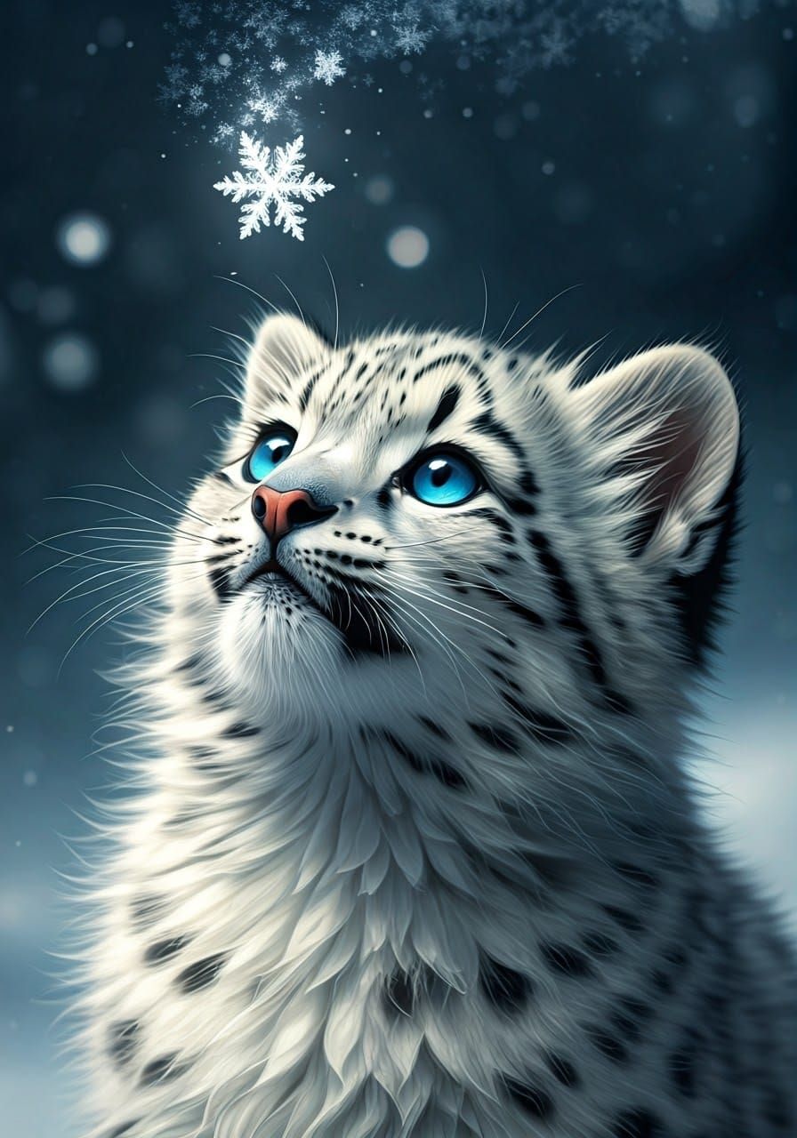 Snow Leopard watching the snow