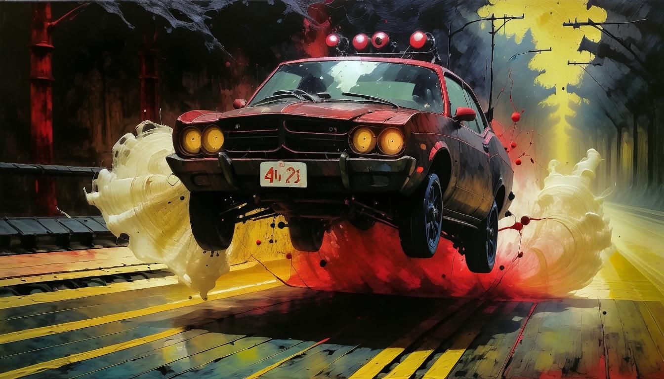 Expressionist Car Jump Painting