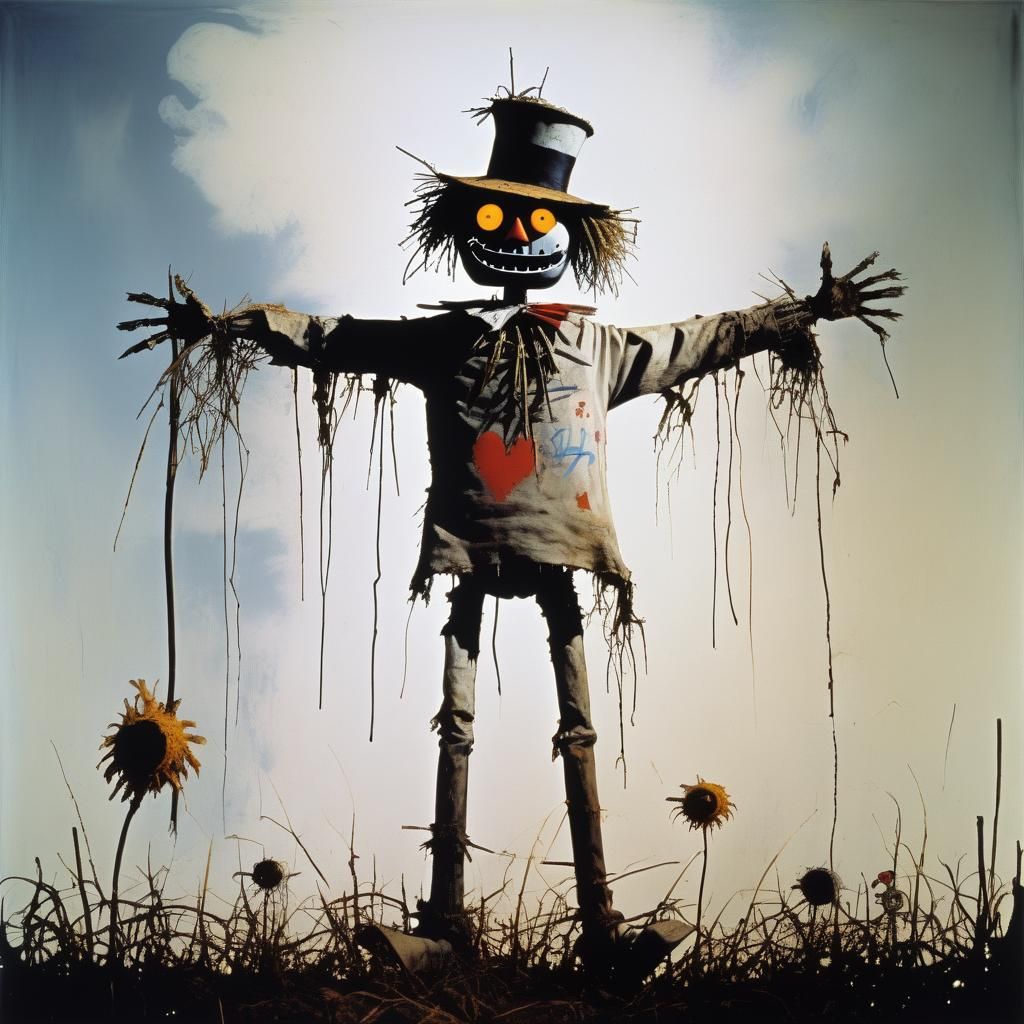Scarecrow in Basquiat, Dali, and Haring Style