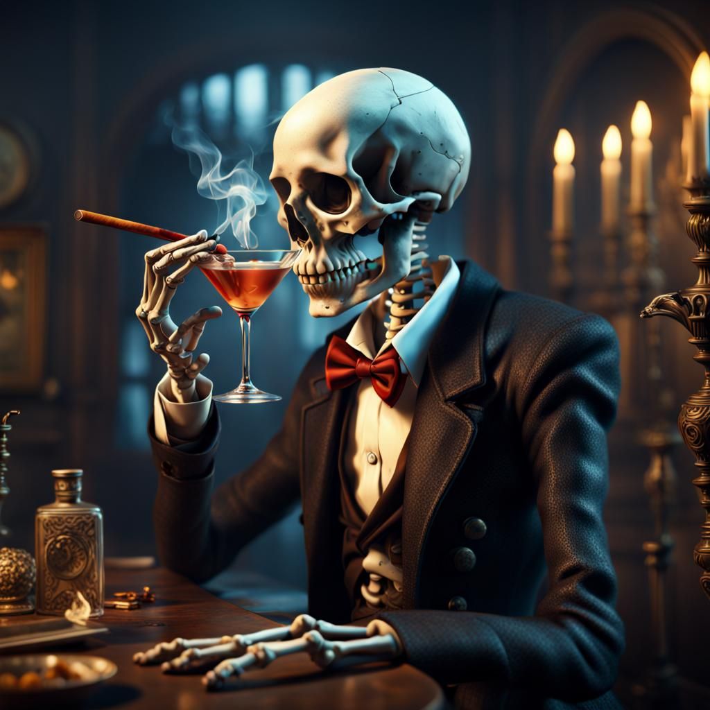 Skeleton's Martini Break: A Digital Matte Painting