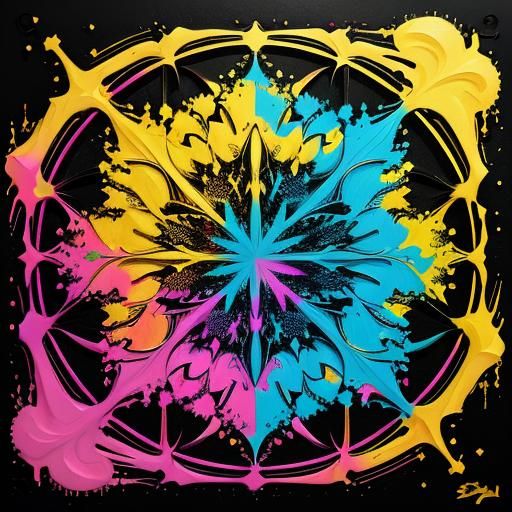 Gold Heart Graffiti Art in Polychromatic Splash Style