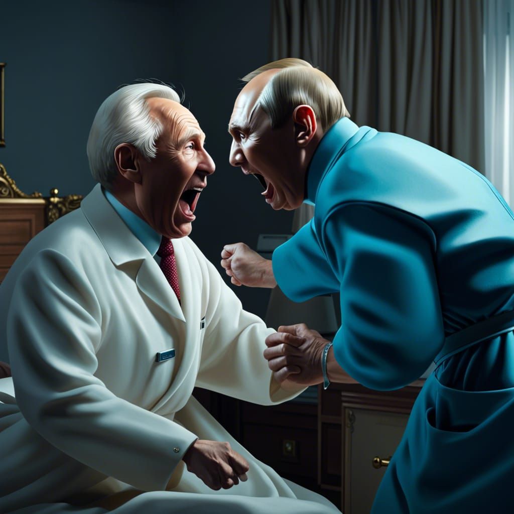 Realistic 8k Photo of Putin Attacking Nurse