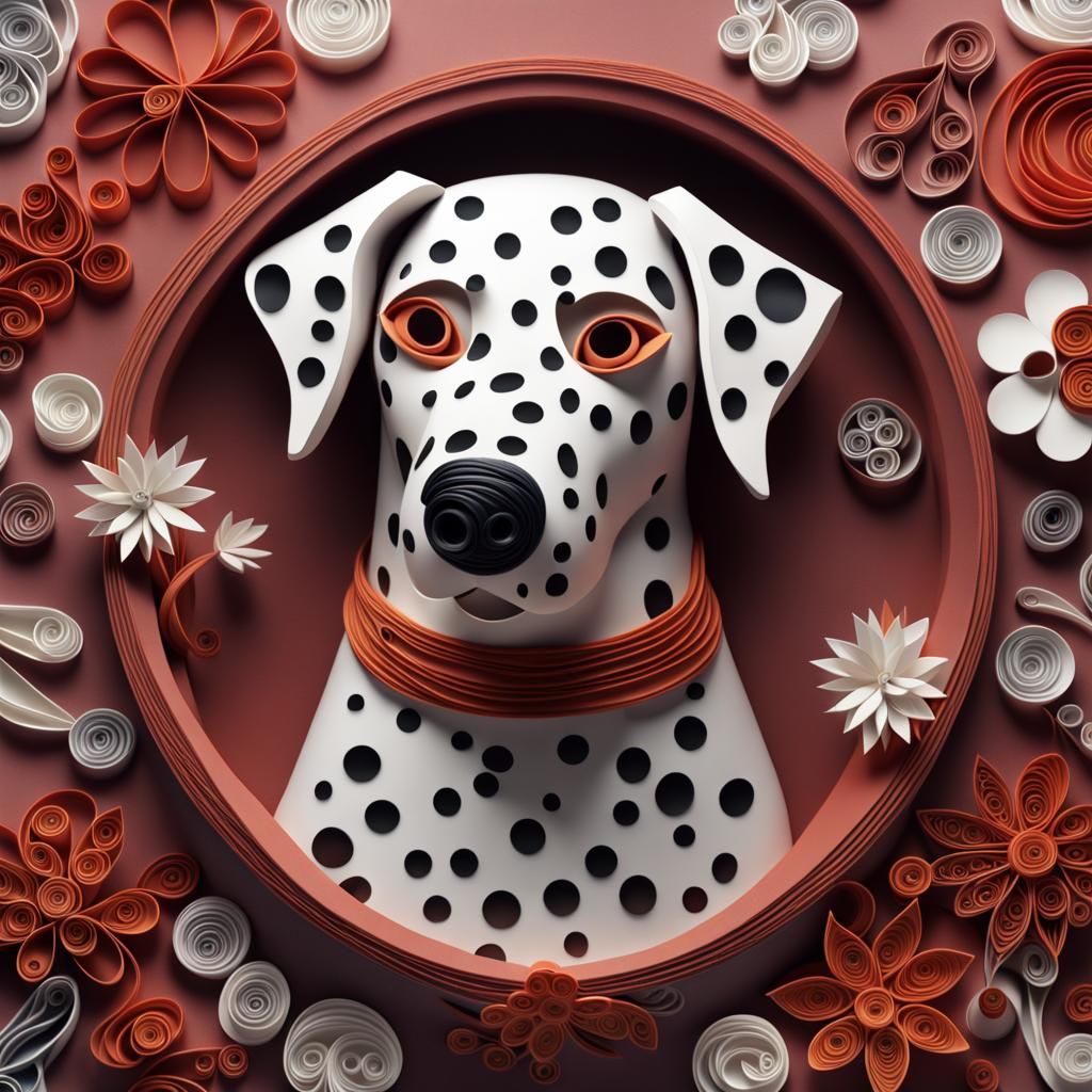 Dalmatian dog paper quilling piece