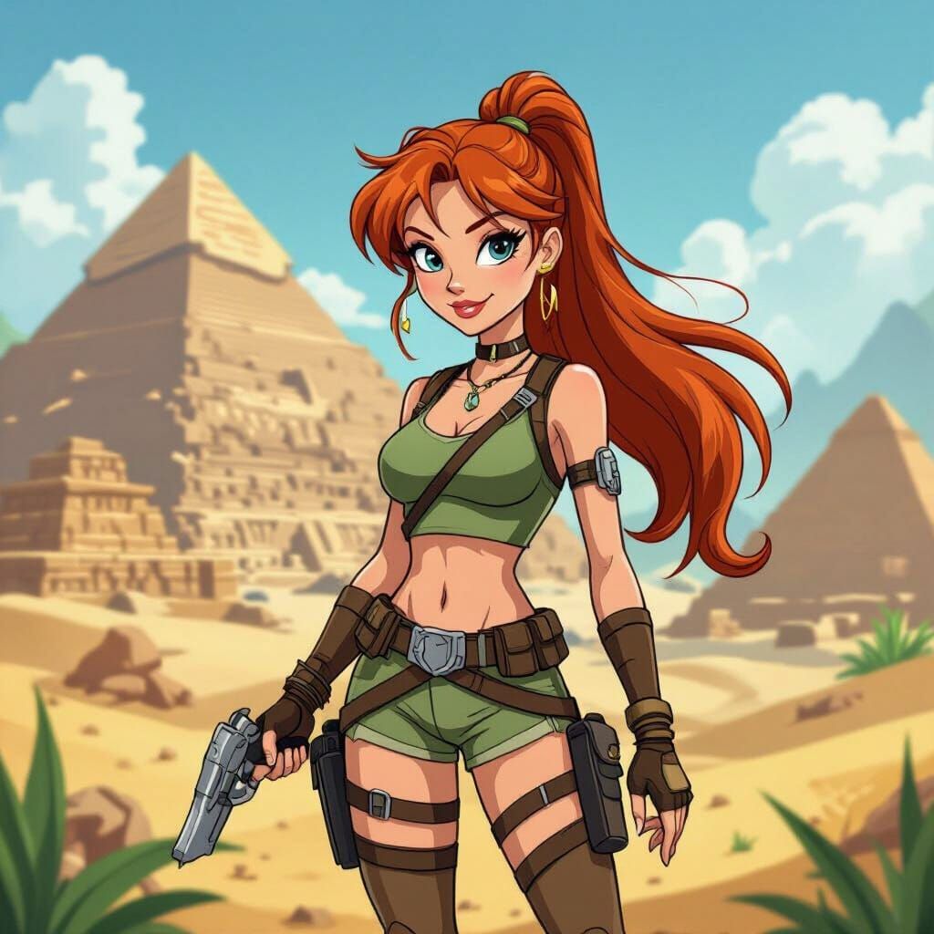 Bloom as Lara Croft Exploring Pyramids