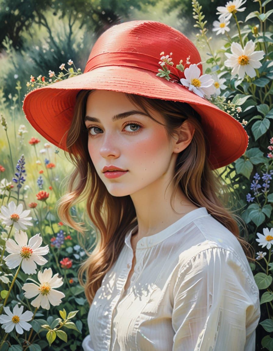 French Girl Portrait in Impressionist Style