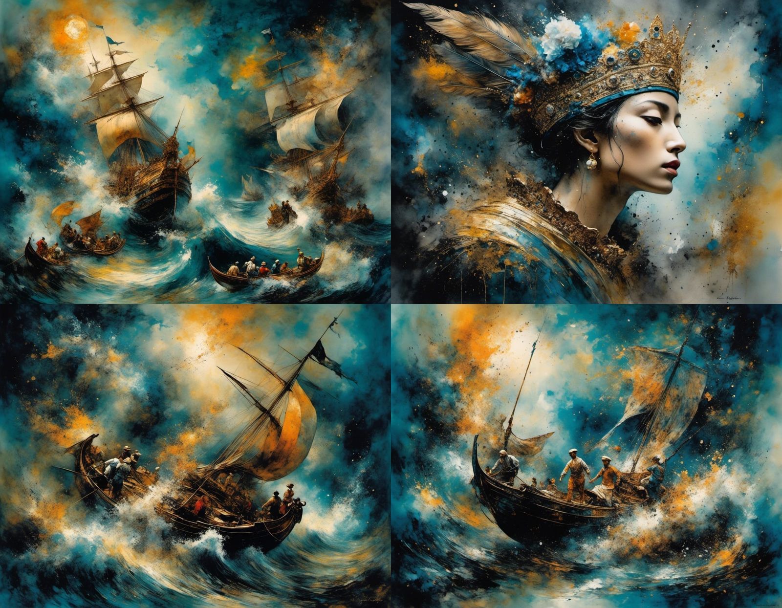 Cubist Watercolor Painting with Thick Brushstrokes