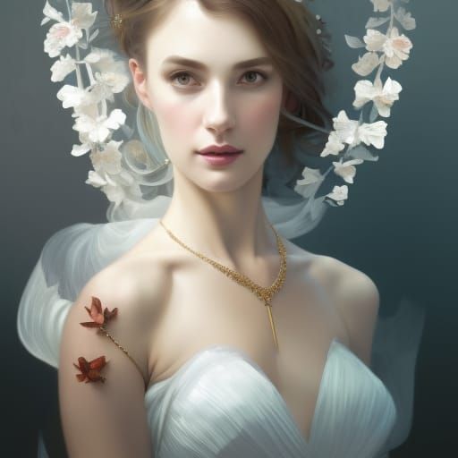 Glamorous Bride Portrait with Flowers and Jewelry