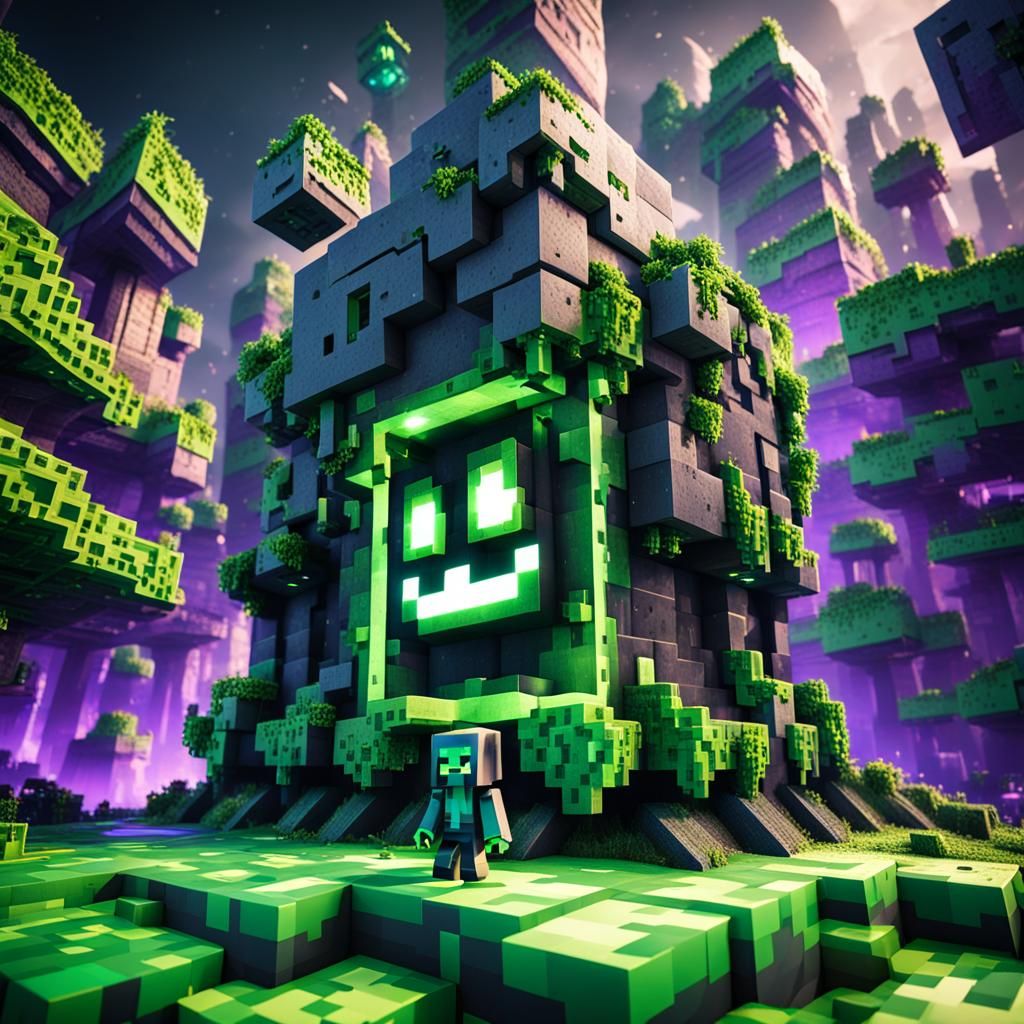 Minecraft Creeper and Enderman Detailed Matte Painting