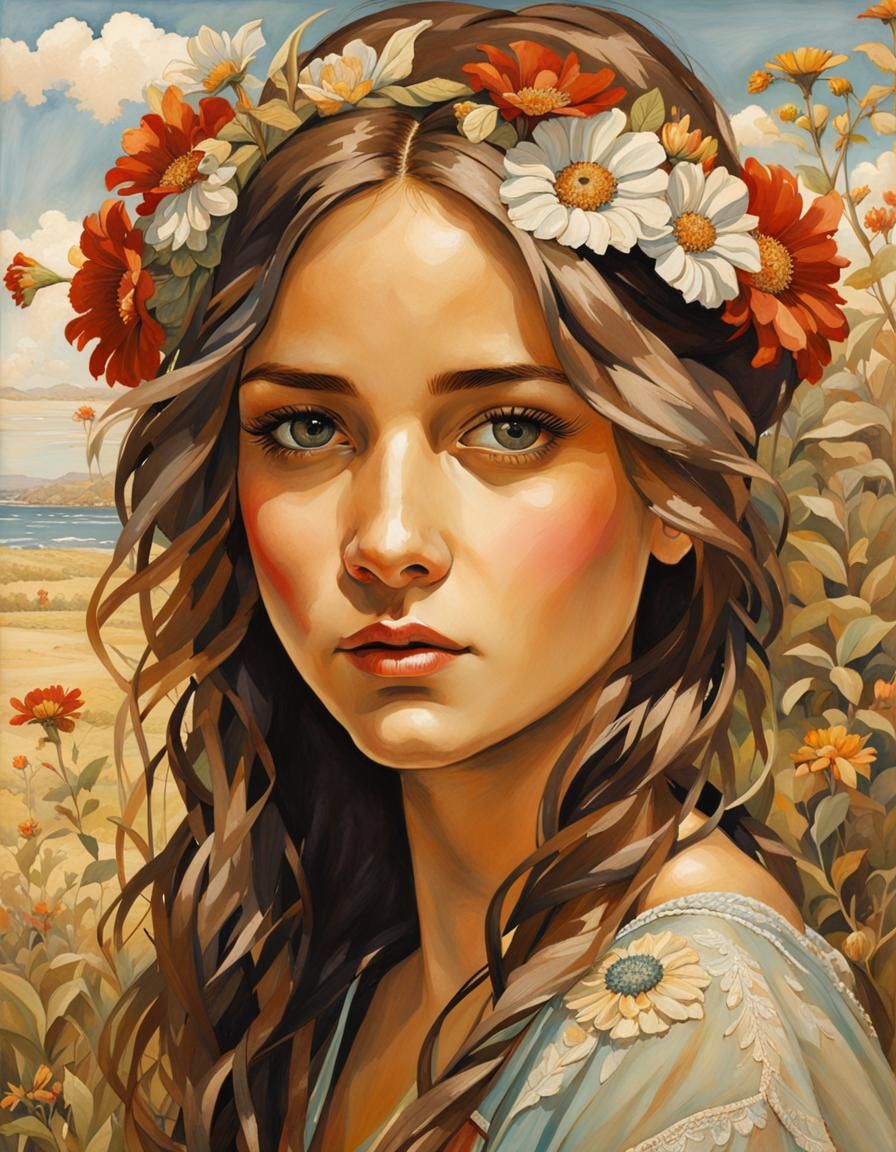 Girl with flowers