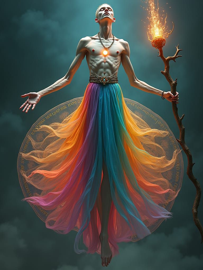 Surreal Sorcerer on Levitating Manta Ray