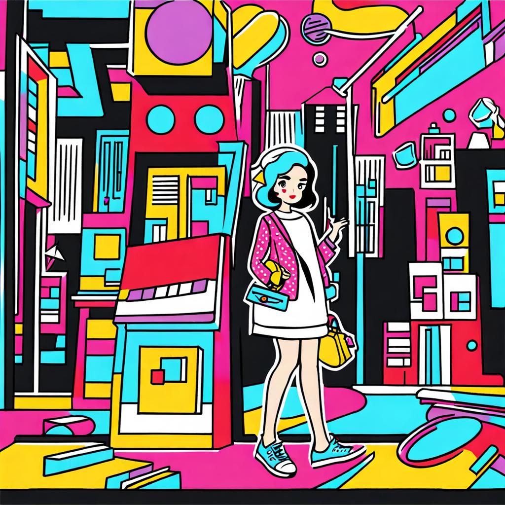 Colorful Retro Pop Art Cityscape