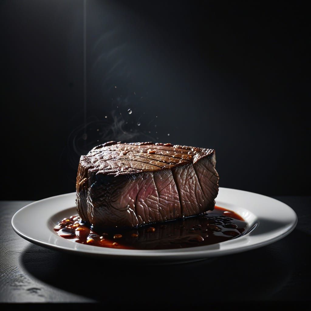 Dramatic Film Noir Steak Still Life