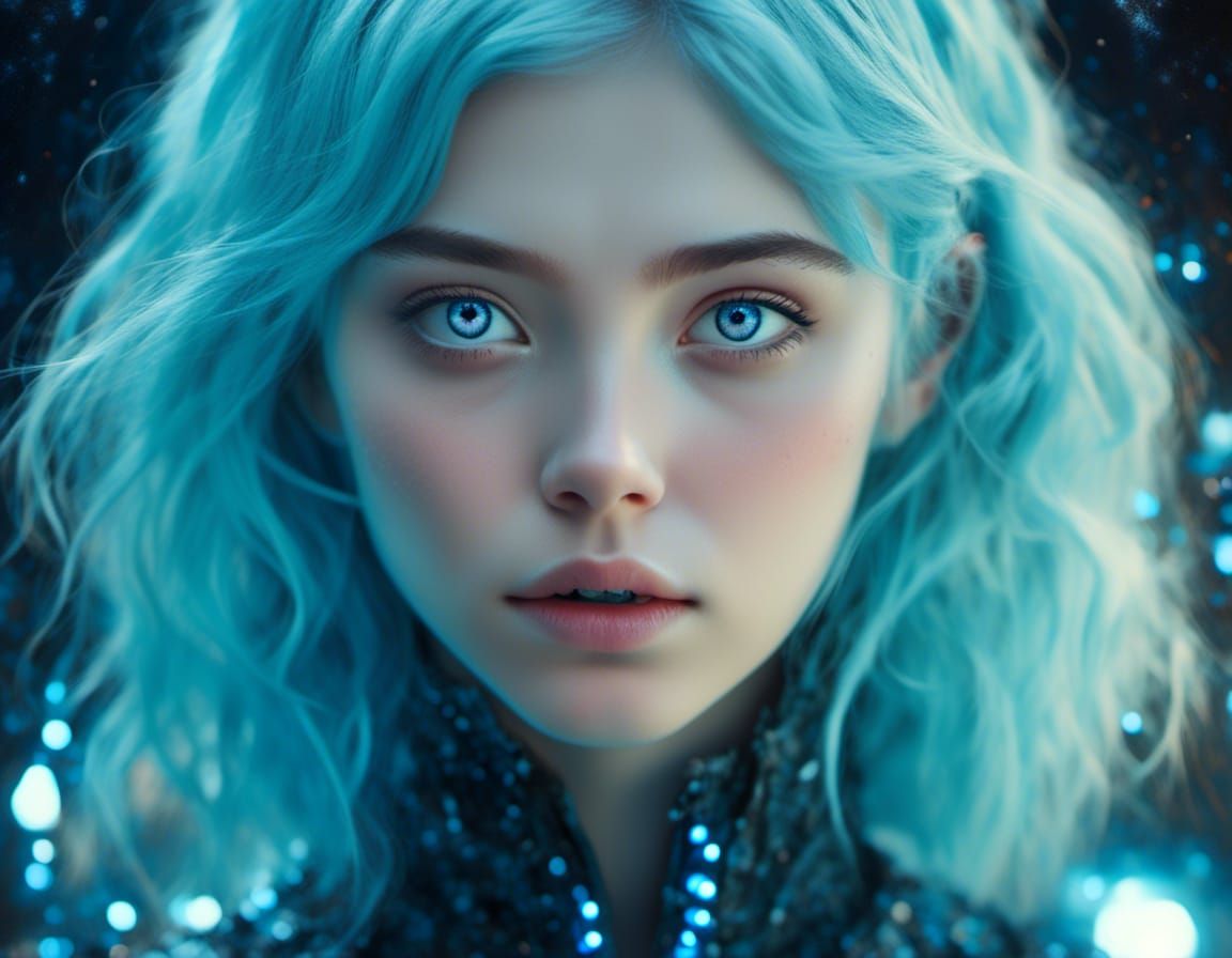 Enchanting Galactic Artist Girl Portrait