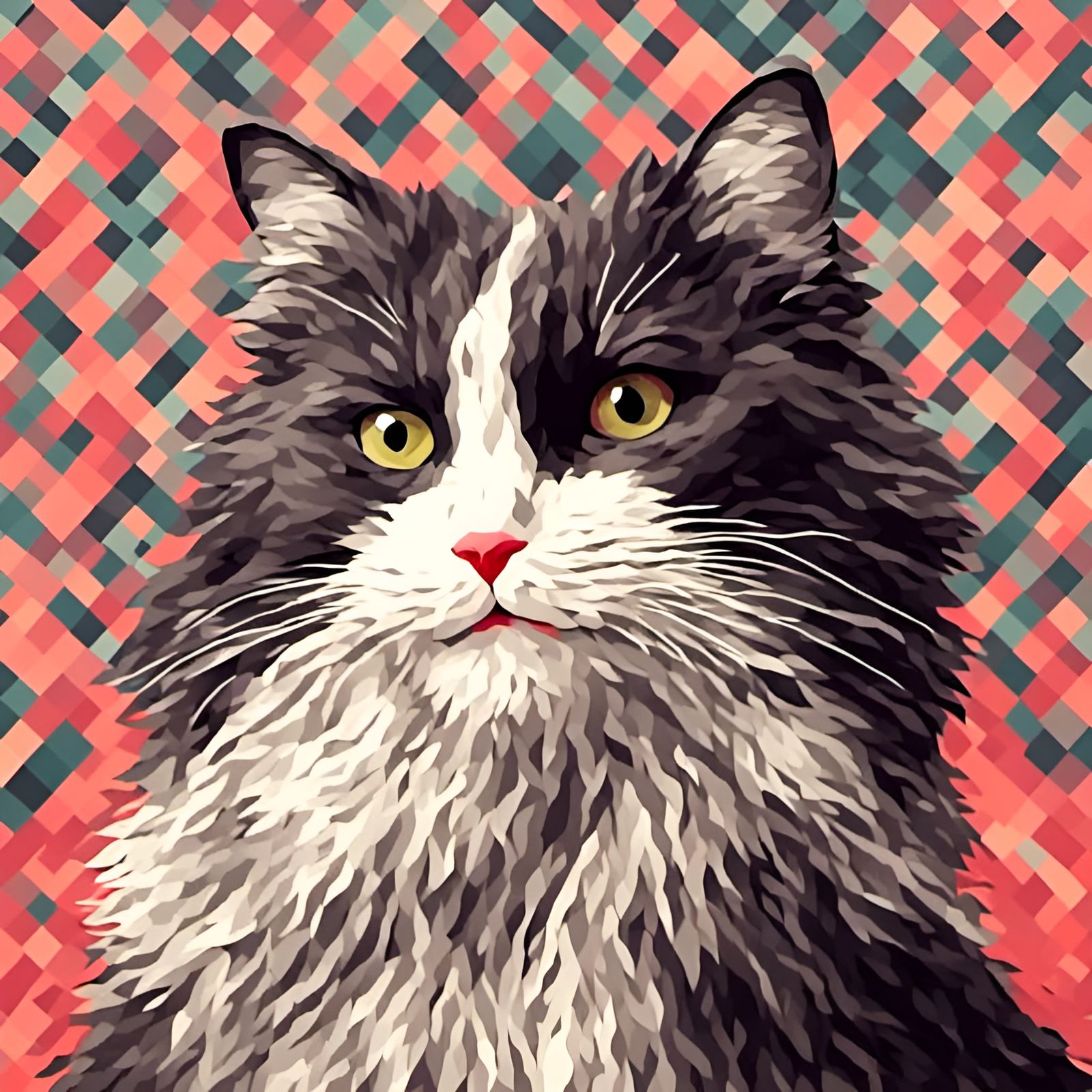 Surreal Cat Portrait with Warped Perspective