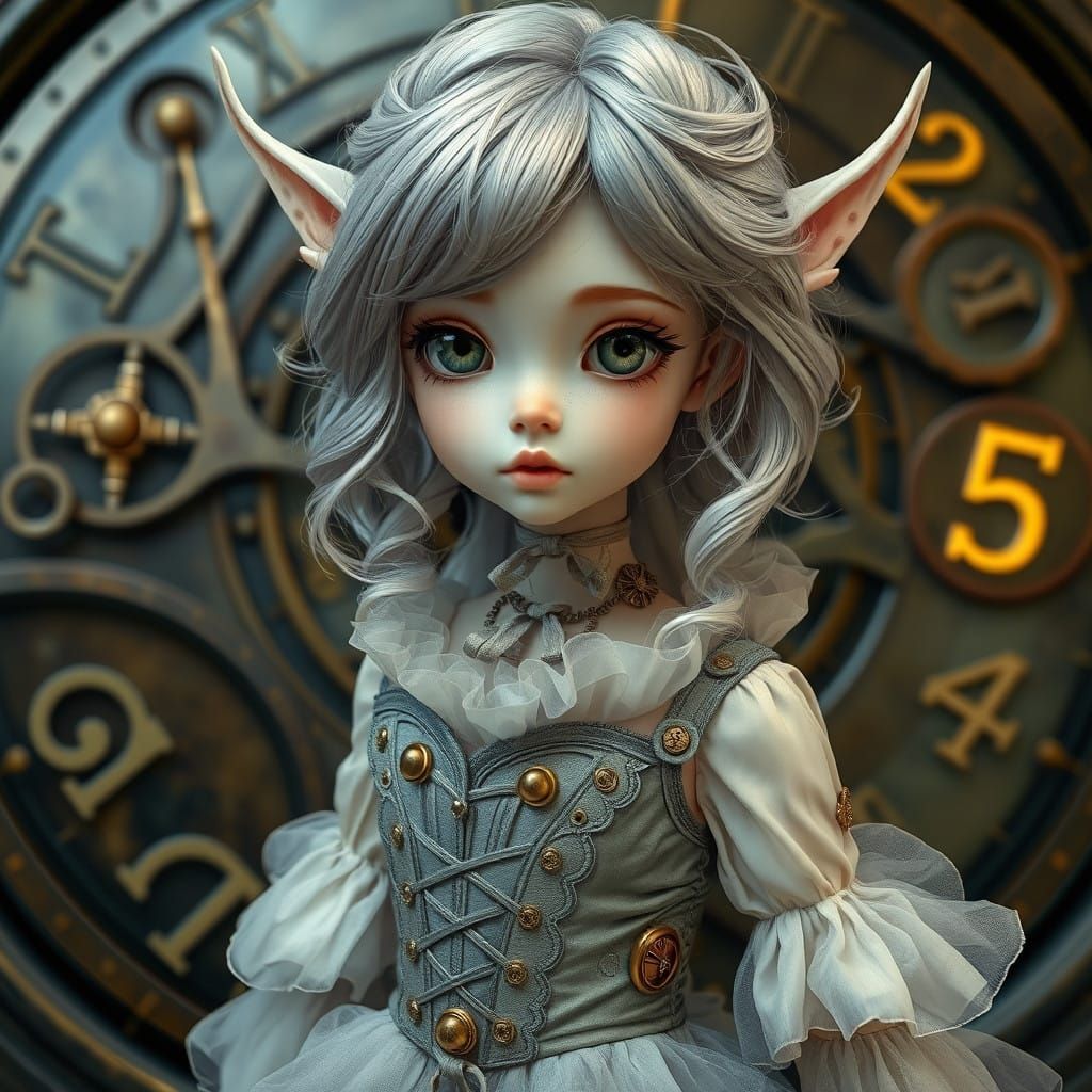 Enchanting Steampunk Siren with Delicate Lilium Head