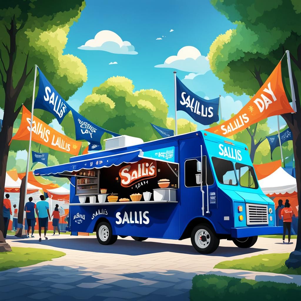 Vibrant 3D Food Truck in a Park Scene