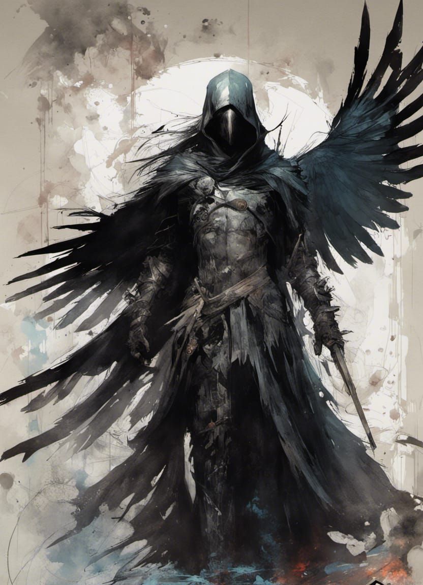 Opalescent Raven Knight Illustration