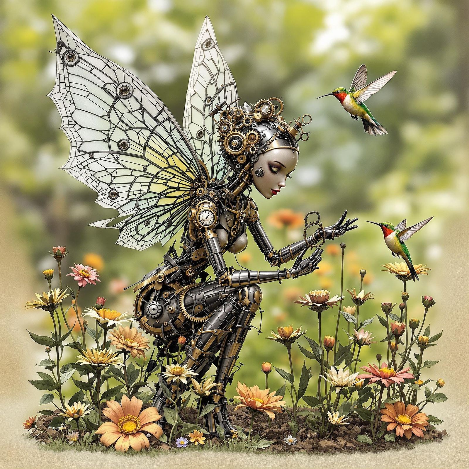 Steam-Powered Fairy Tending Metal Garden