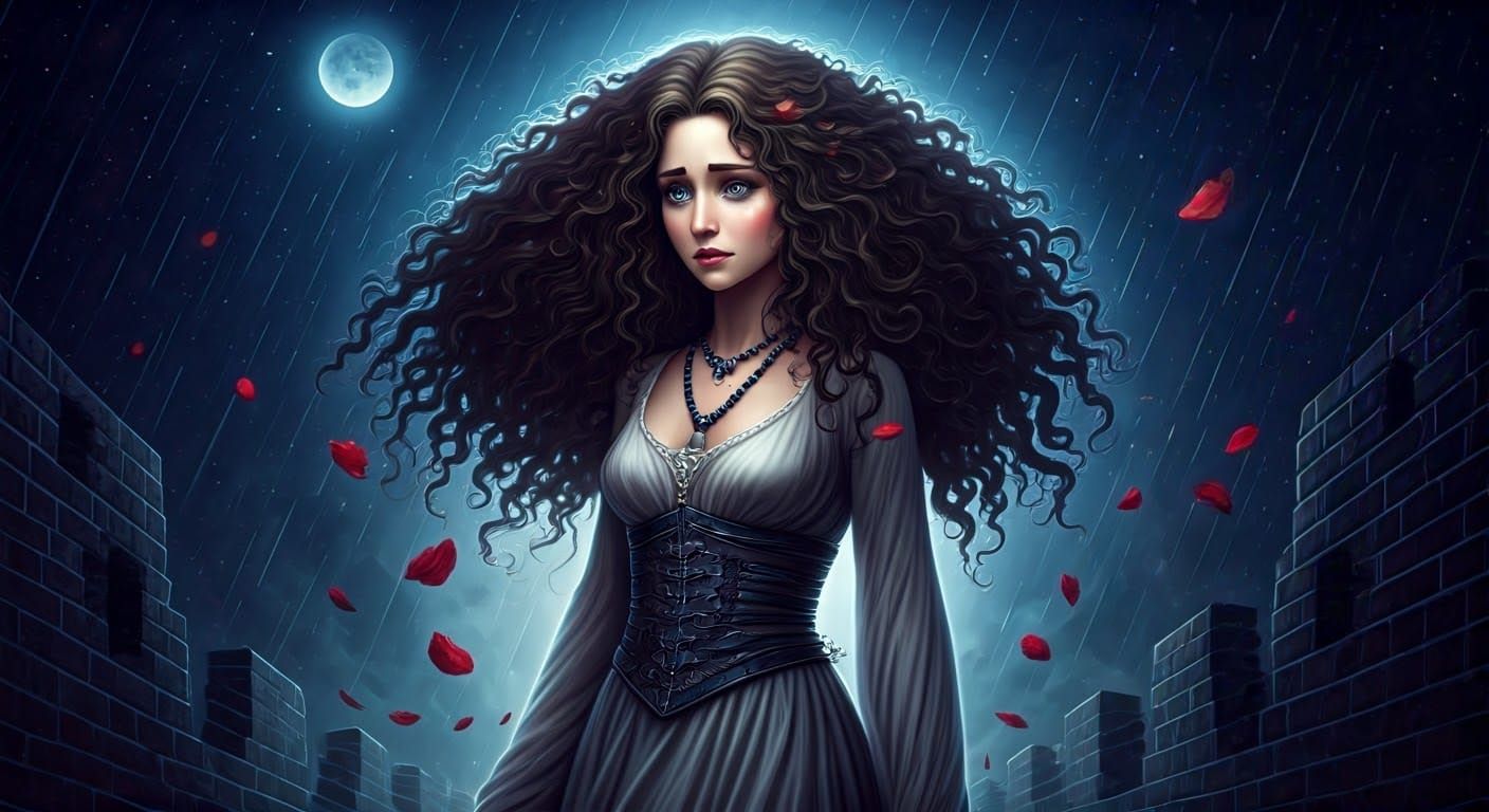 Whimsical Poetess Under Ethereal Moonlight